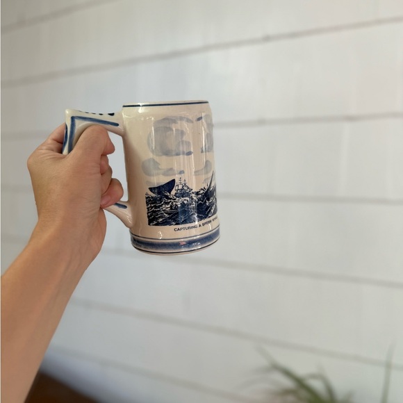 Vintage Blue Delfts Hand painted Made in Holland Nautical Ship Design Mug - Picture 6 of 11